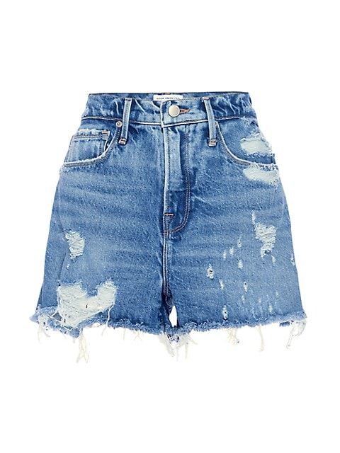 Good '90s High-Waisted Distressed Denim Shorts | Saks Fifth Avenue