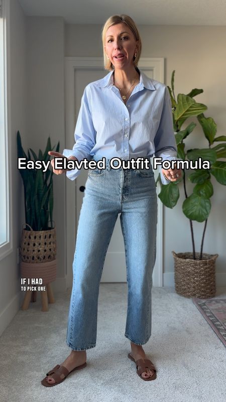 Elevated spring outfit formula 

wearing a size 6 jeans, small in the cotton shirt 

#LTKstyletip #LTKover40 #LTKVideo