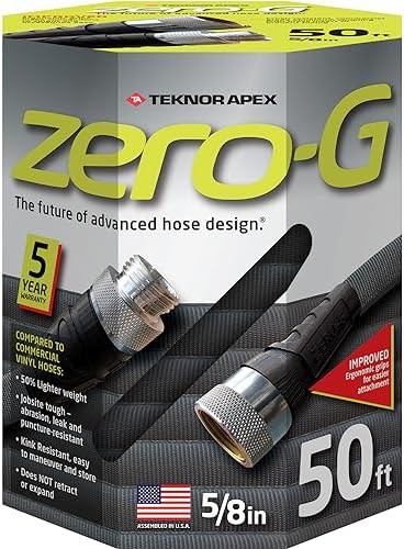 zero-G 4001-50 Lightweight, Ultra Flexible, Durable, Kink-Free Garden Hose, 5/8-Inch by 50-Feet,B... | Amazon (US)