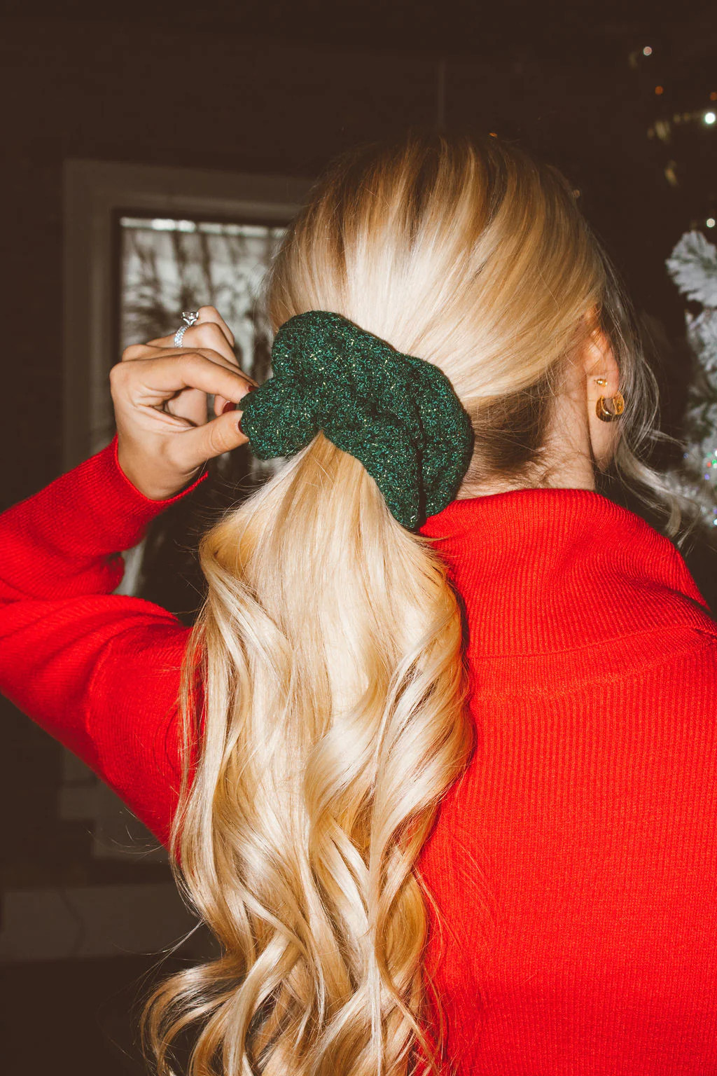 Cozy Gold Gingham Oversized Scrunchie | Shop Andi