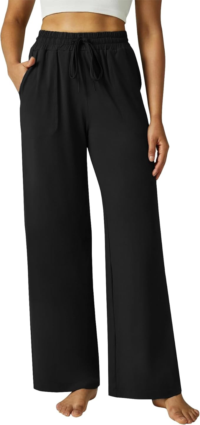 Wide Leg Pants Women Modal Lounge Pajamas Sweatpants Drawstring High Waisted Pants with Pockets | Amazon (US)