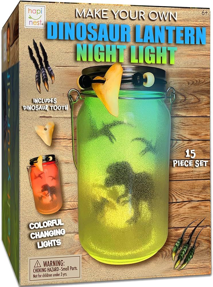 Hapinest DIY Dinosaur Toy Lantern Night Light Kit - Arts and Crafts Gift for Boys or Girls Ages 6... | Amazon (US)