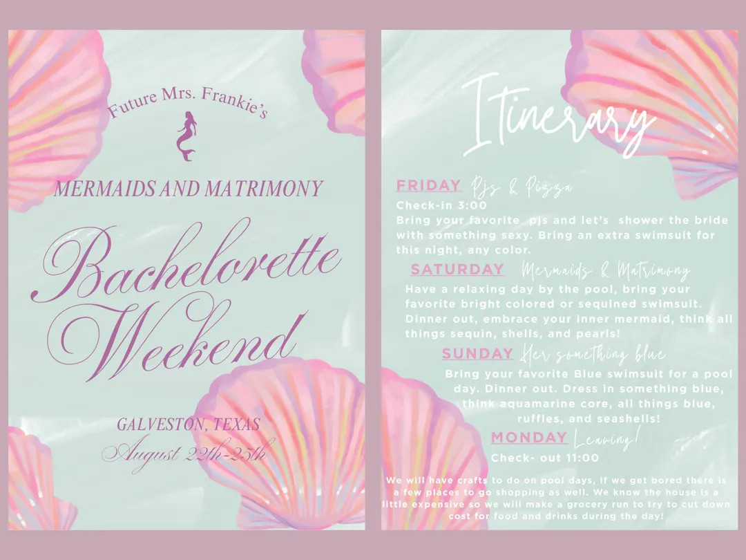 Bachelorette Sign Mermaids and Matrimony and Itinerary - Etsy | Etsy (US)