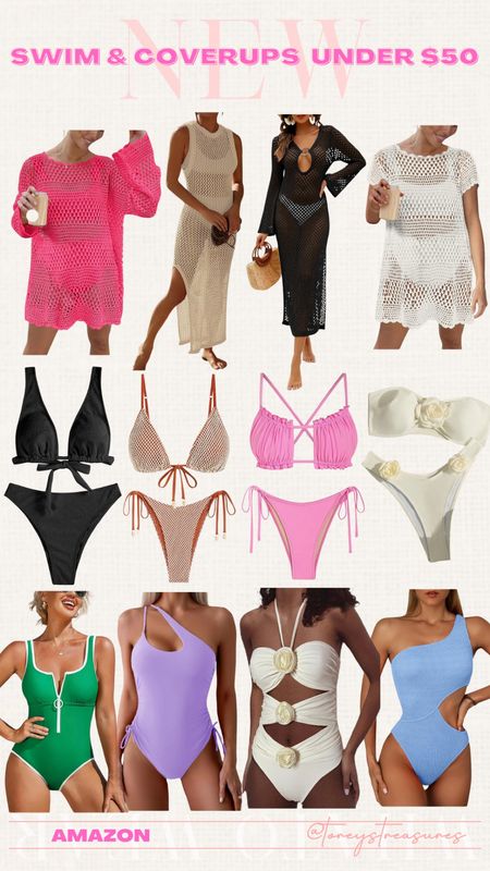 Amazon under $50 spring and summer swimsuits - one piece and two pieces, and swimsuit cover ups for spring break or summer! 

#LTKfindsunder50 #LTKSeasonal #LTKtravel
