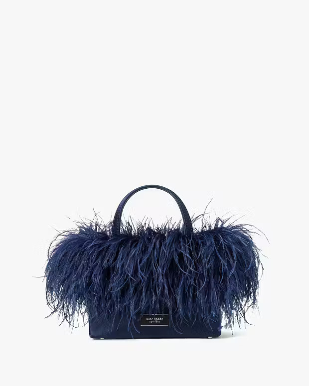 Sam Icon Feather Embellished Satin Mini Tote | Kate Spade (US)