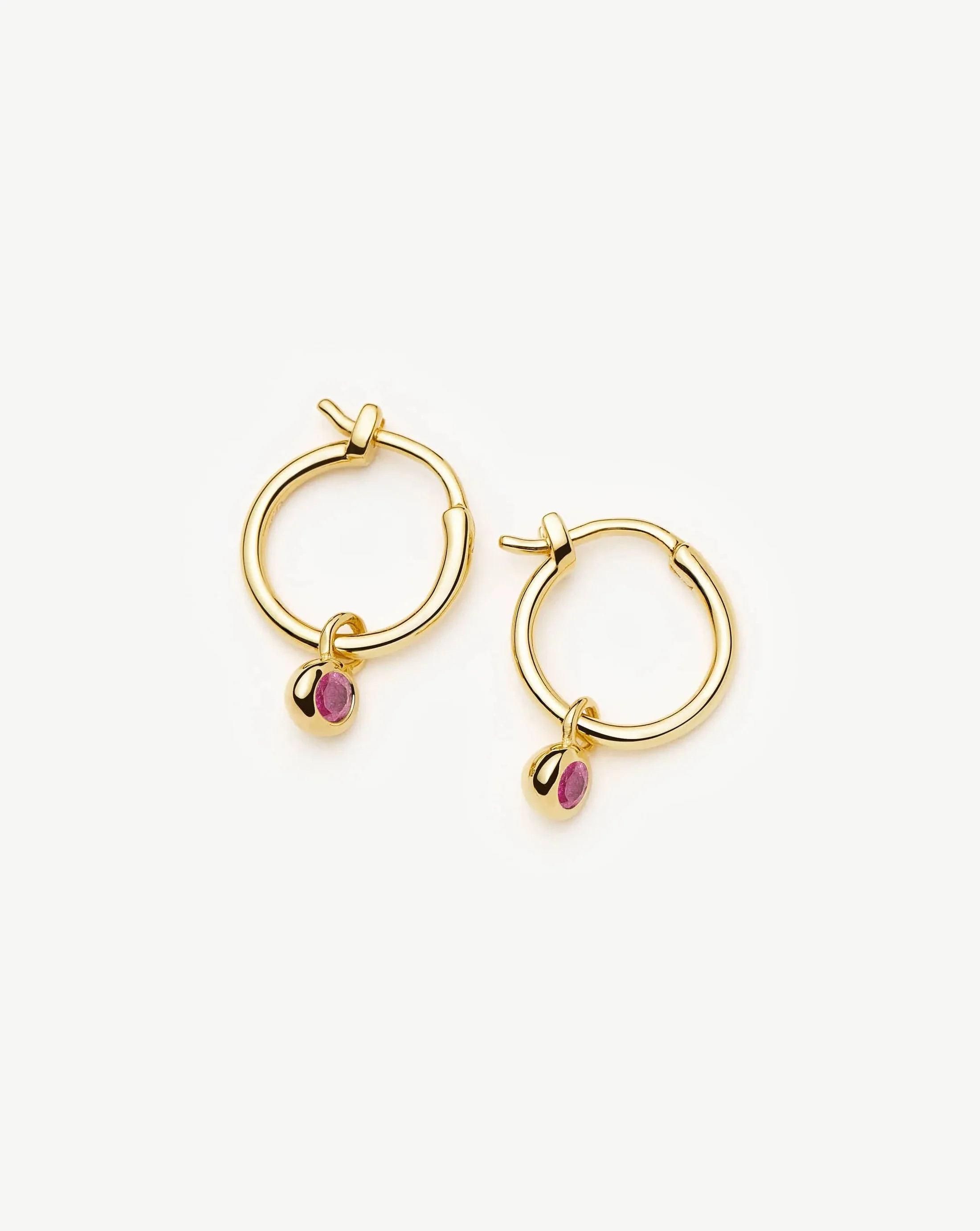 October Birthstone Charm Gold Hoop Earrings | Missoma UK | Missoma UK