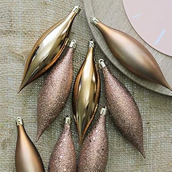 Northlight 8ct Mocha Brown Shatterproof 4-Finish Christmas Finial Drop Ornaments 5.5" | Amazon (US)