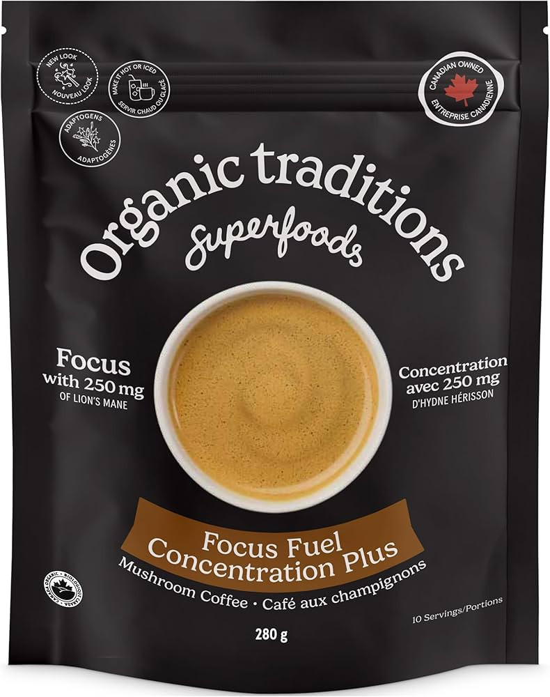 Organic Traditions Focus Fuel Mushroom Coffee – Organic Instant Mushroom Coffee with Lion’s M... | Amazon (CA)