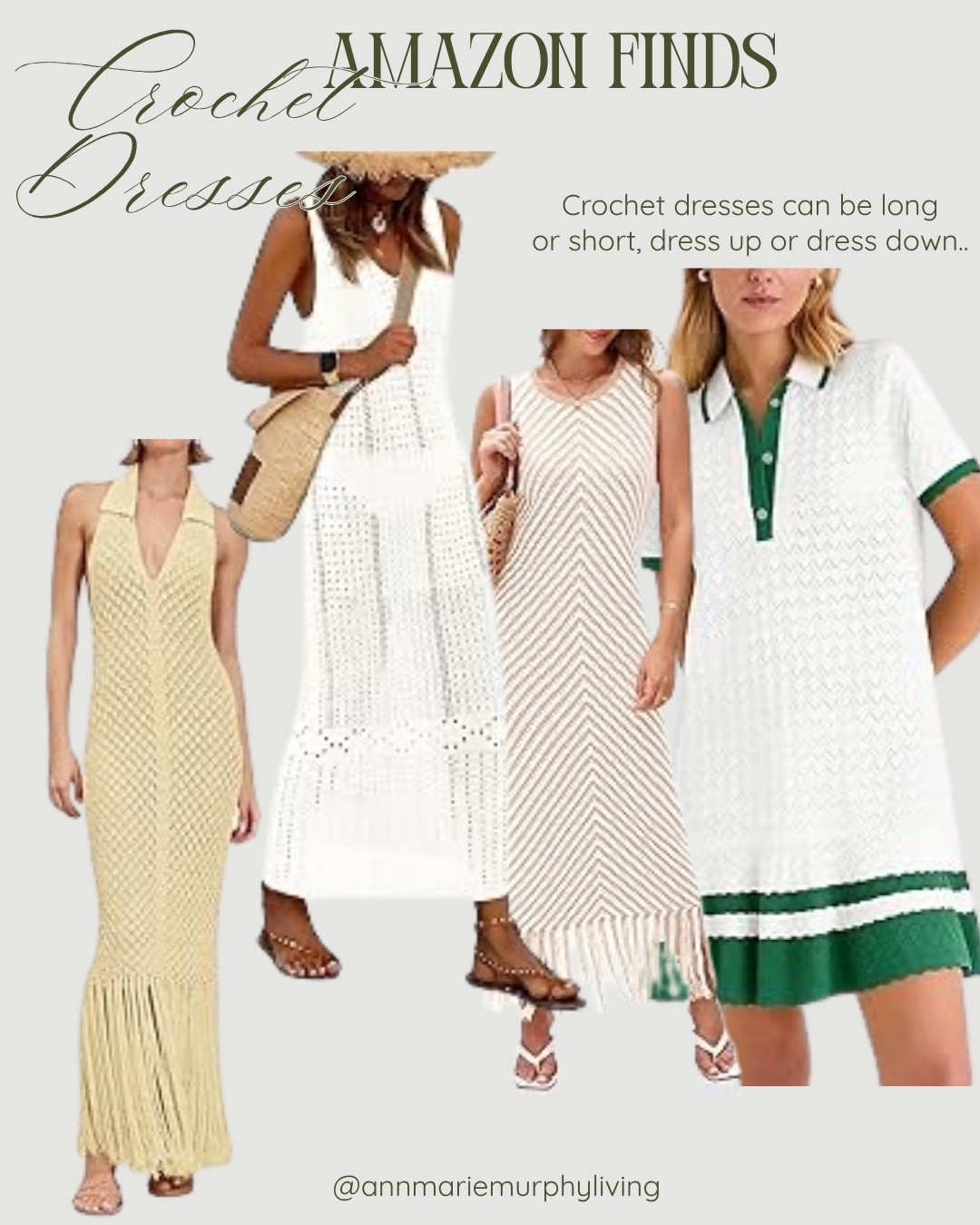 Crochet dresses although they can feel heavy they are great for summers in Europe!
Crochet dresses, Amazon

#LTKgrwm #LTKootd #LTKSaleAlert