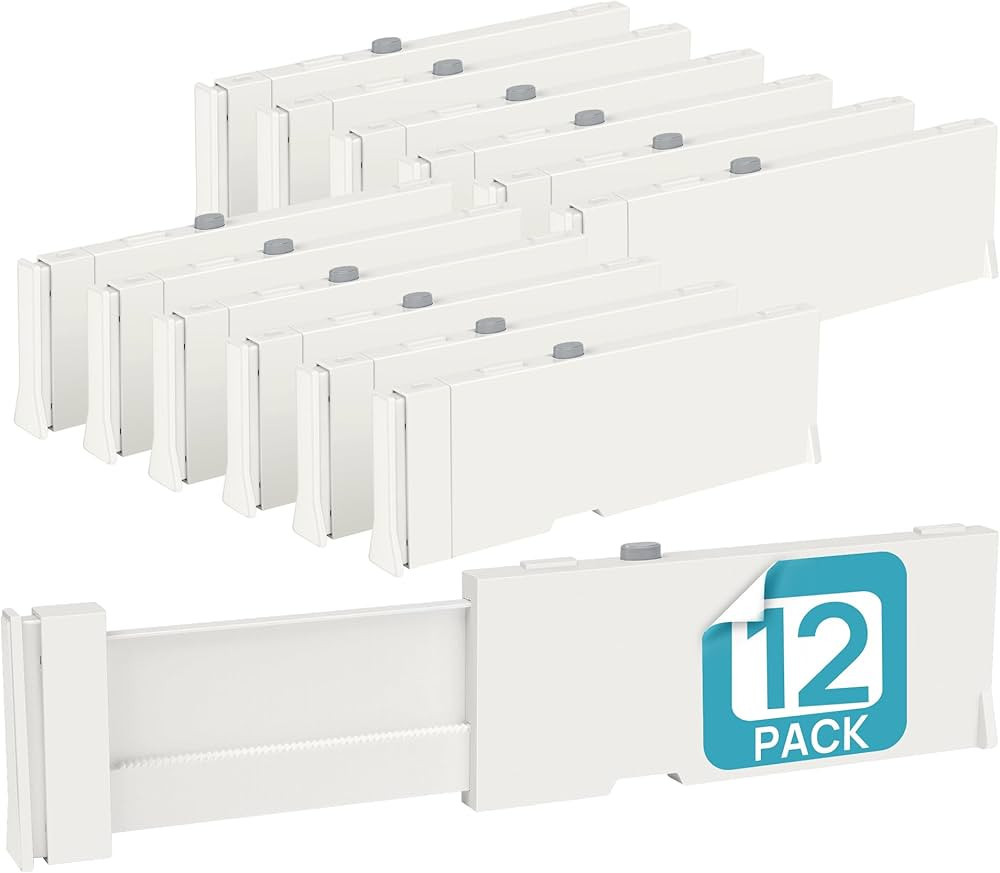 Vtopmart 12 Pack Drawer Dividers for Clothes, 4" High 11.6"-17" Adjustable Expandable Dresser Dra... | Amazon (US)