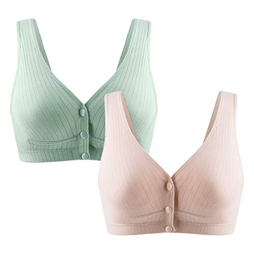 Women’s Nursing Bras with Support Lively Multi-Color Comfortable Wireless Bra Front Button Closure Support Bras Full Coverage Sleeping Supportive Cotton Bra Bralette 2 Pack | Amazon (US)