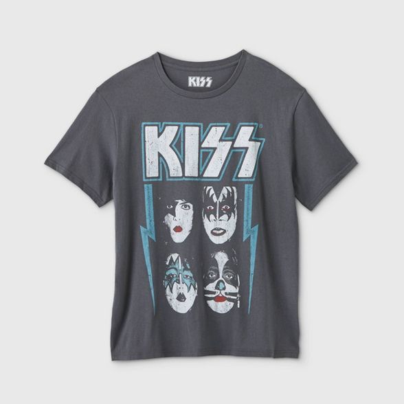 Women's Kiss Short Sleeve Graphic T-Shirt - Charcoal Gray | Target