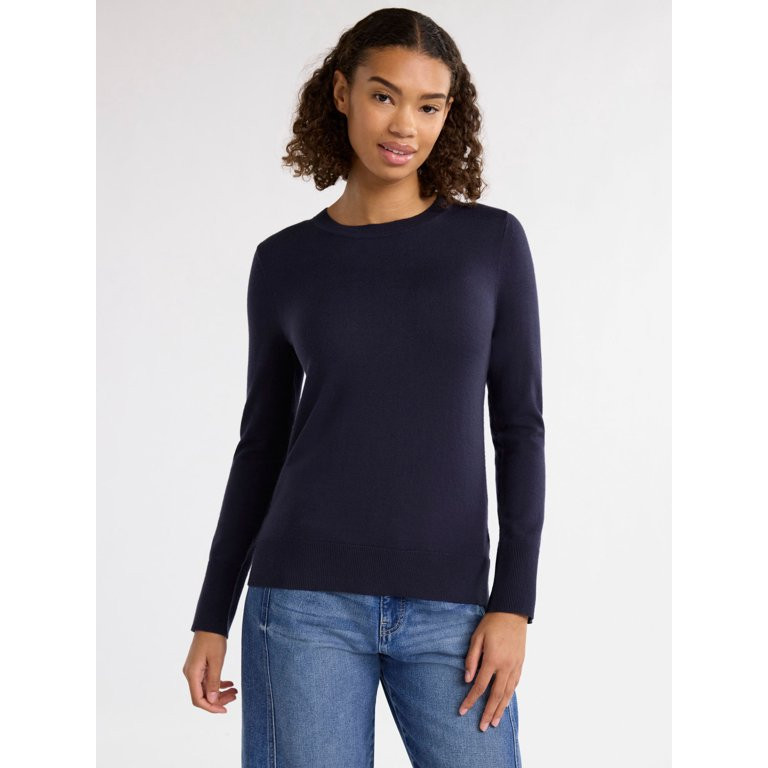 Free Assembly Women’s Cozy Yarn Crewneck Sweater with Long Sleeves, Lightweight, Sizes XS-XXXL | Walmart (US)