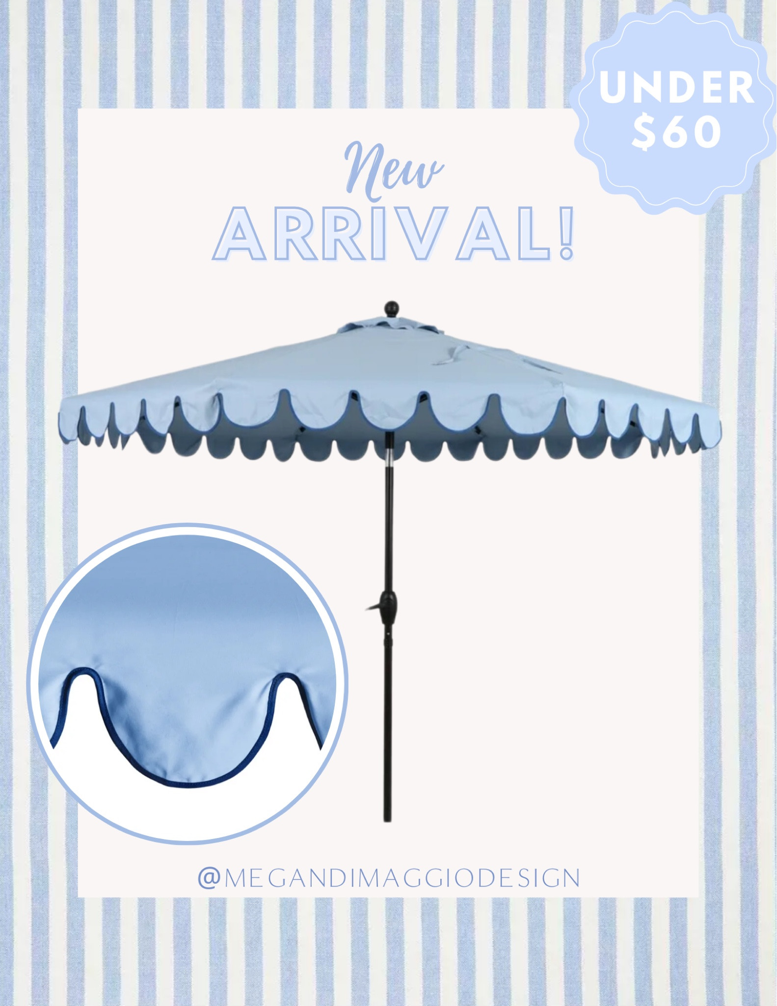 This new blue scalloped patio umbrella is sooo pretty with the dark blue piping and such a steal at under $60!!! 🤯🙌🏻☀️

#LTKSeasonal #LTKHome #LTKFindsUnder100
