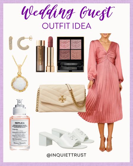 Step up your wedding guest style with this stylish pink long-sleeve silk midi dress that is perfect for Spring! Complete your look with these white heels, crossbody bag, and gold accessories!
#modestlook #formalwear #outfitidea #beautyfinds

#LTKbeauty #LTKitbag #LTKstyletip