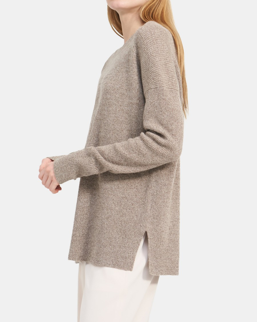 Crewneck Sweater in Ribbed Cashmere | Theory Outlet