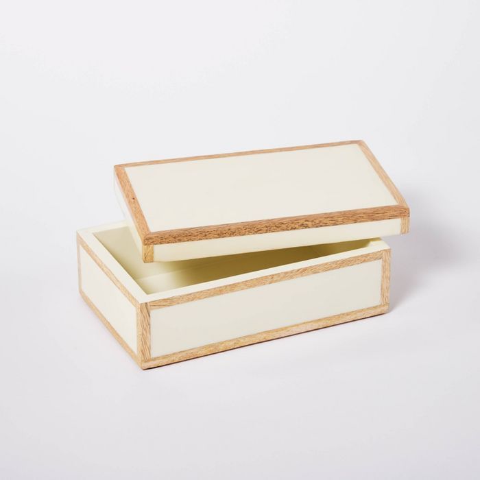 8" x 5" Wood Edge Trim with Resin Inlay Decorative Box Ivory - Threshold™ designed with Studio ... | Target