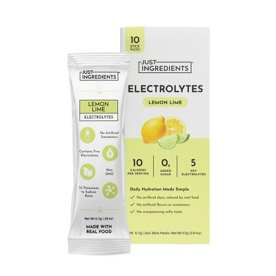 Just Ingredients Electrolytes Drink Mix Packs - Lemon Lime - 2.01oz/10ct | Target