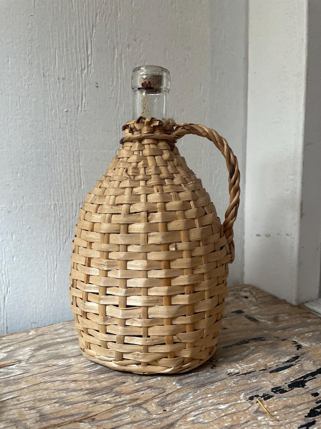 Vintage Demijohn - Wicker Covered Bottle - Vintage Glass Bottle - Basket Cover - Etsy | Etsy (US)