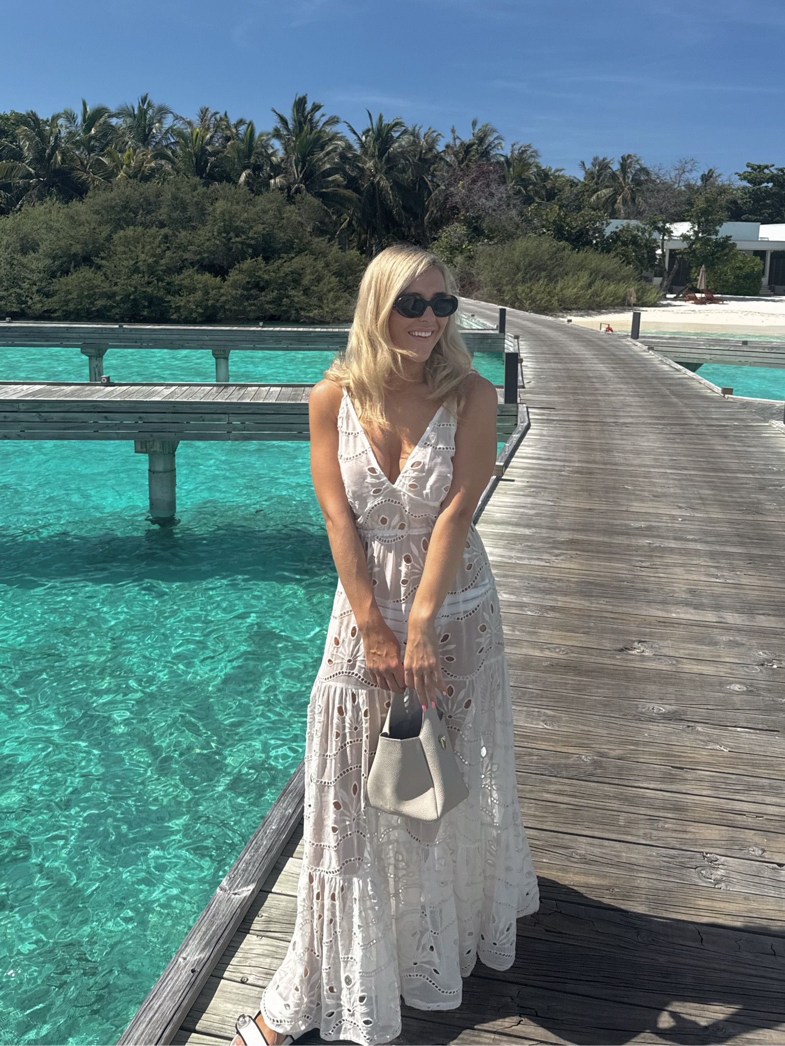 Holiday dress - spring dress - summer dress - karen millen - karen millen dress - beach dress - floral dress - lace dress - beach cover up - bikini cover up - white leather bag - handbag - katie loxton - celine sunglasses - celine triomphe sunglasses - oval sunglasses - Maldives - Maldives style - summer holiday outfit - beach holiday - beach maxi dress 

#LTKswim #LTKsalealert #LTKtravel