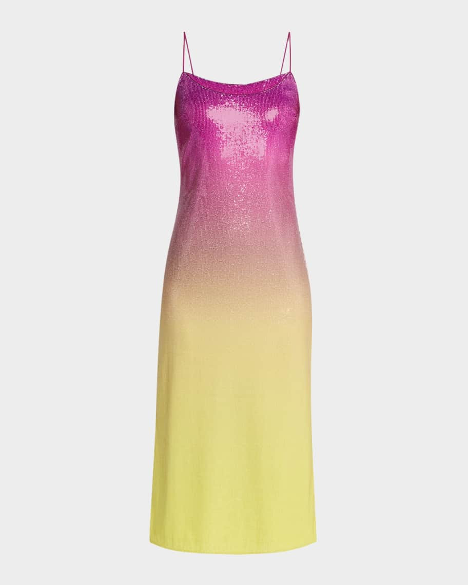 Alessa Sleeveless Ombre Sequin Midi Dress | Neiman Marcus