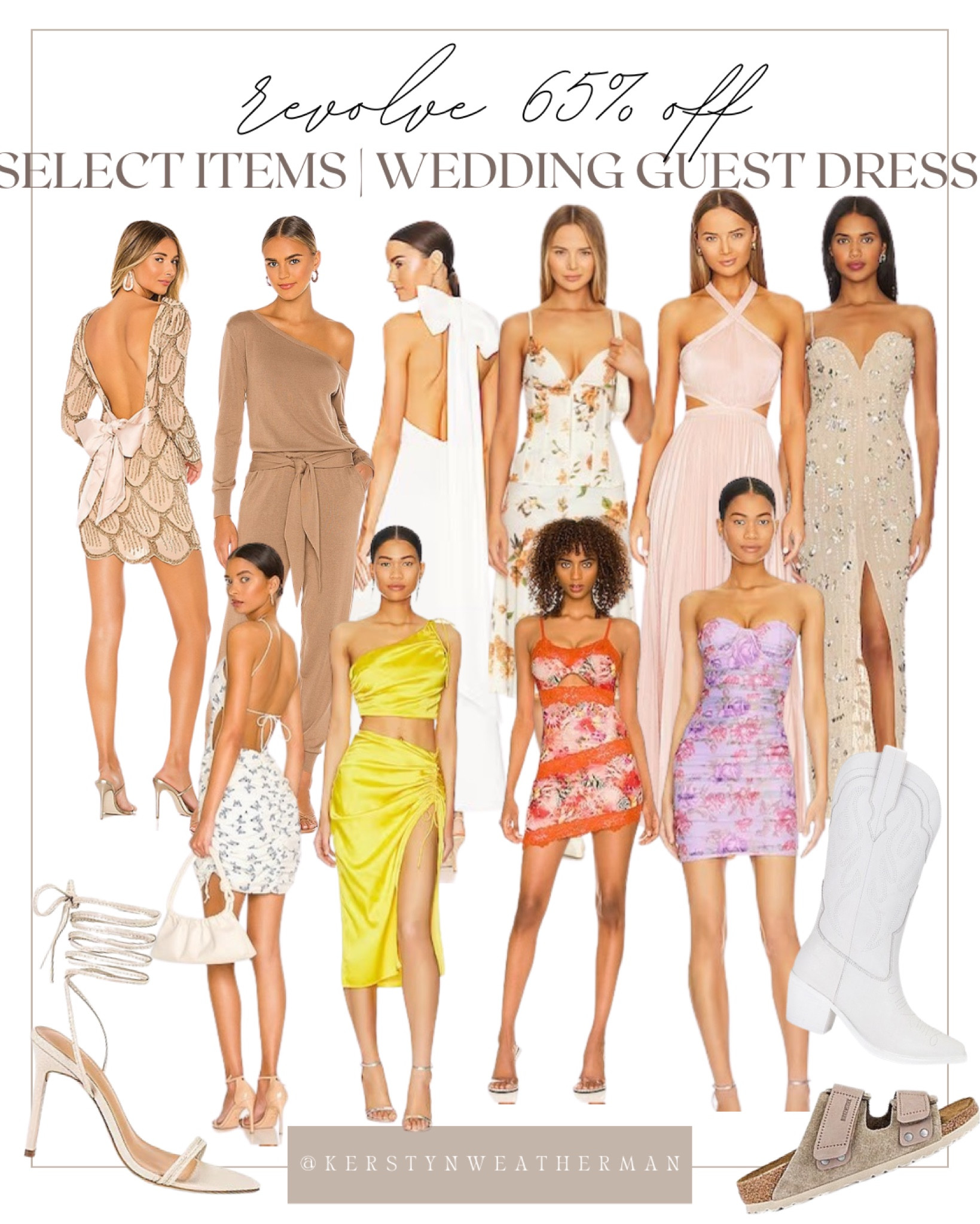 memorial day sale | revolve 65% off select items! Linked some of my fav sale finds! ✨☁️🇺🇸

Birkenstock, white cowgirl boots, wedding guest dress finds, guest, formal wedding, 💒 

#LTKWedding #LTKStyleTip #LTKParties