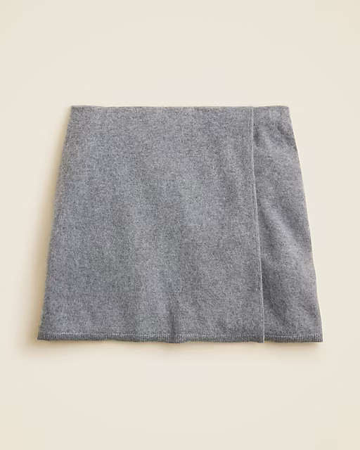 Brushed cashmere faux-wrap mini skirt | J. Crew US