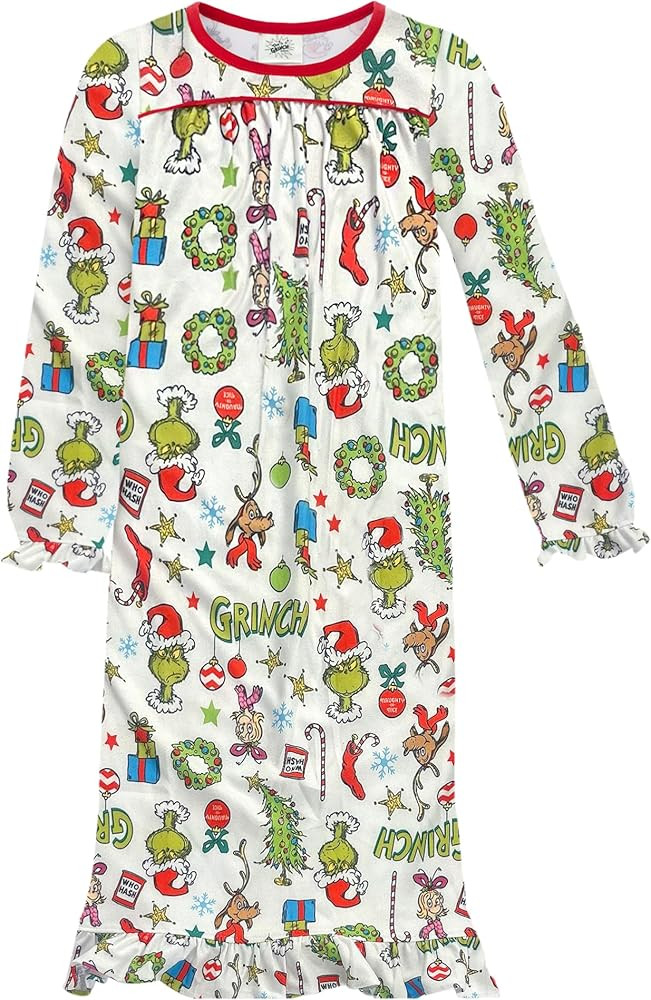 Dr. Seuss Grinch Girls Nightgown - Cozy Christmas PJs Loungewear for Toddlers & Big Kids Girls - ... | Amazon (US)