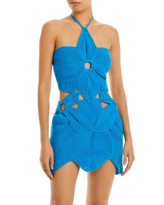 Floreana Cotton Crochet Halter Mini Dress | Bloomingdale's (US)