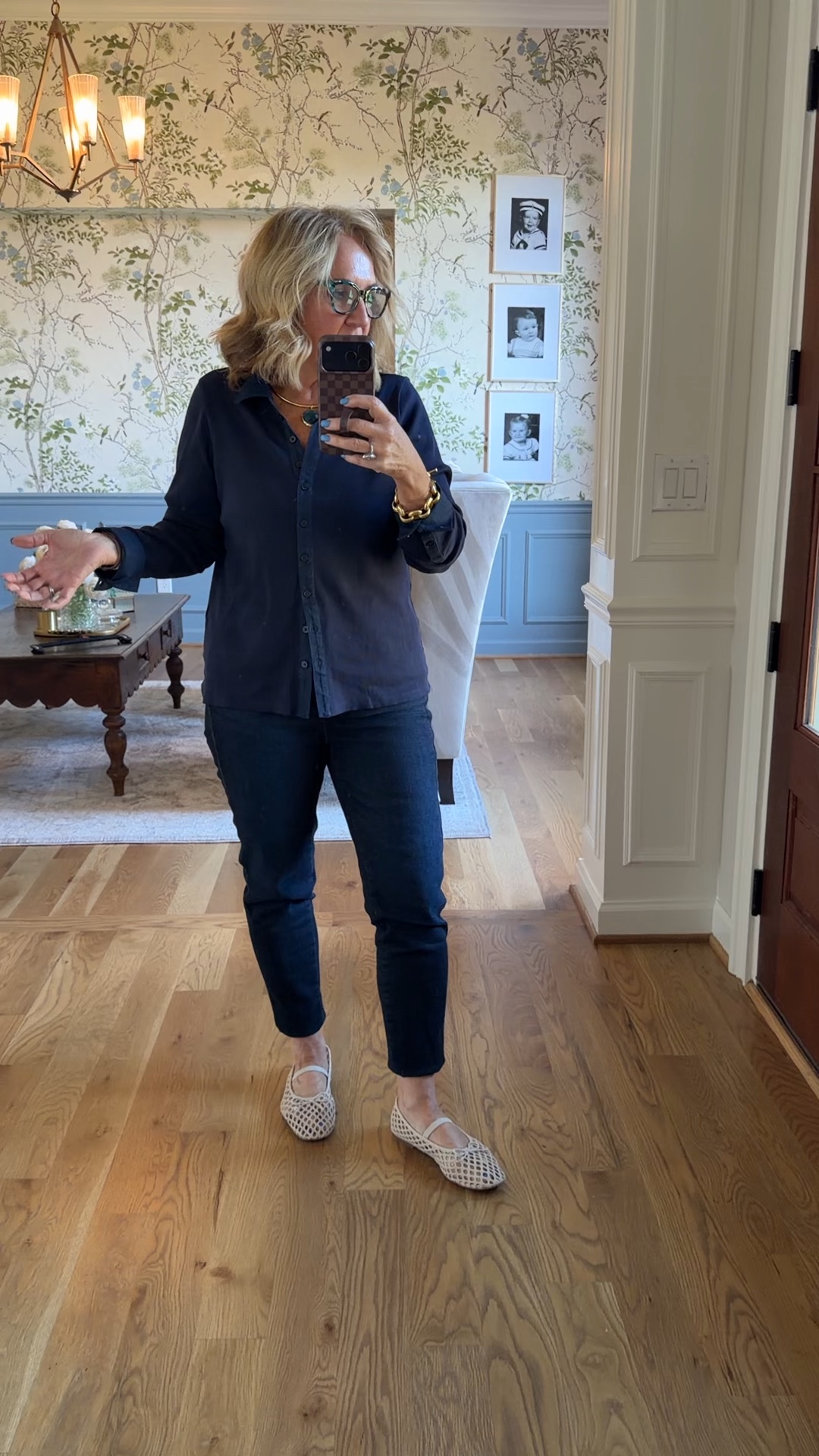 Chicos knit top and skinny jeans. I would recend sizing down in the jeans. I did turn the jeans under about an inch as they didn’t come appetite and I wanted them an ankle length   The 1.0 is pretty roomy in the waist. Top size 1.0 I love it 
Love these woven ballet flats! 

#LTKSaleAlert #LTKPetite #LTKOver40