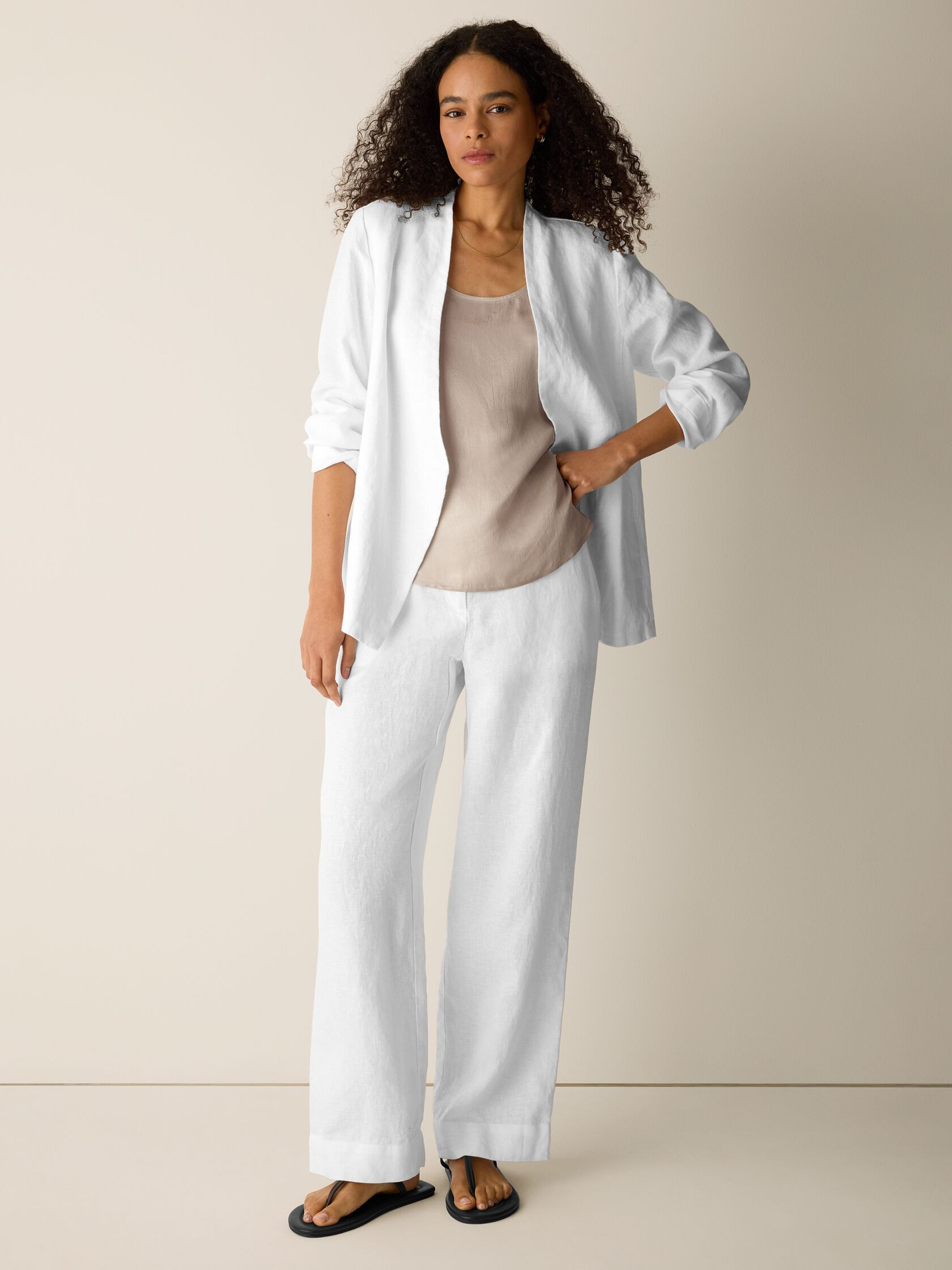 Heavy Organic Linen Full-Length Straight Trouser | Eileen Fisher