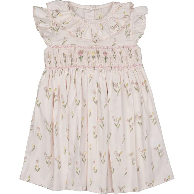 Wild Wawa | Smock Flutter Dress, Dancing Tulips (Purple, Size 18-24M) | Maisonette | Maisonette