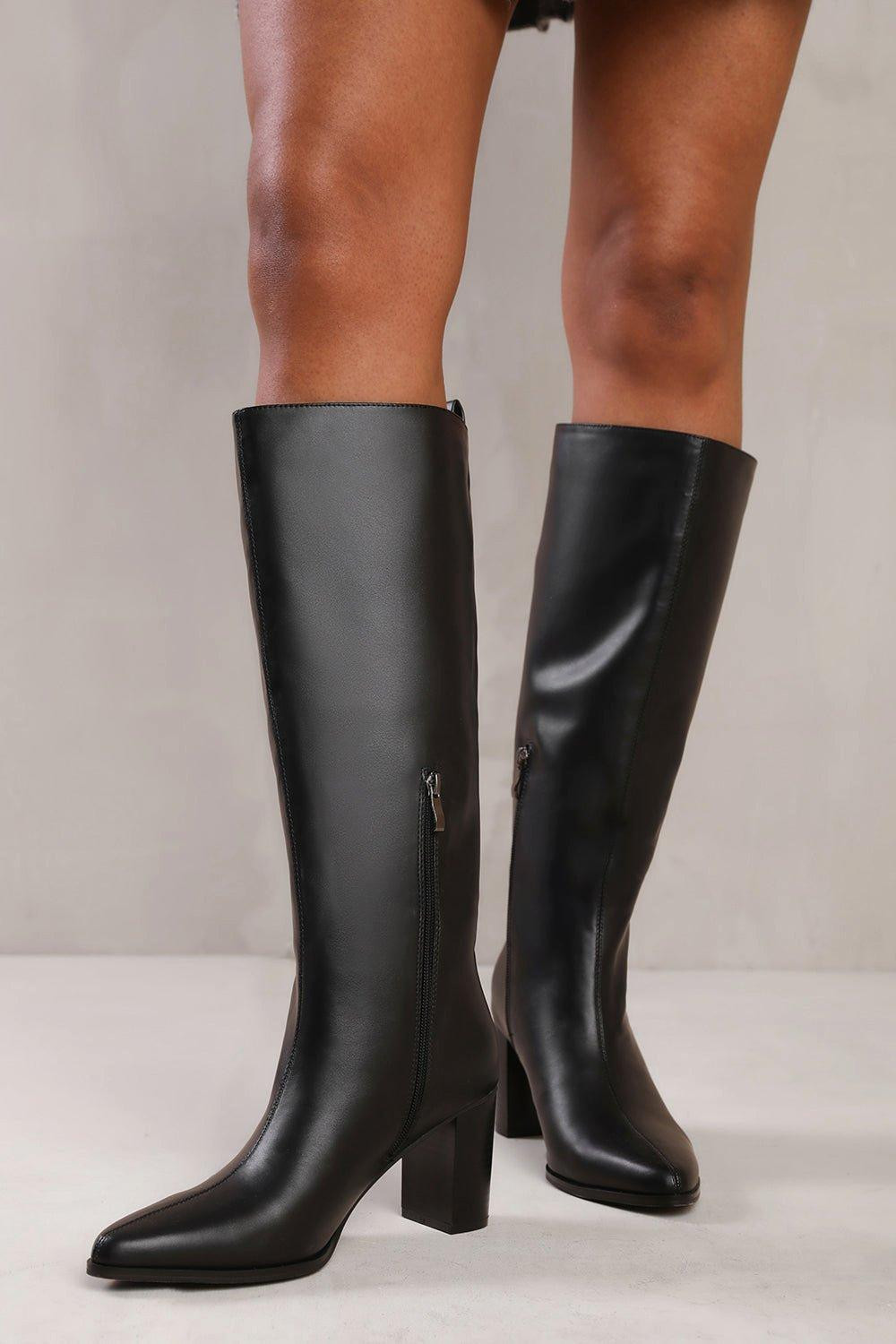 'Delta' Block Heel Knee High Boots With Side Zip | Debenhams UK