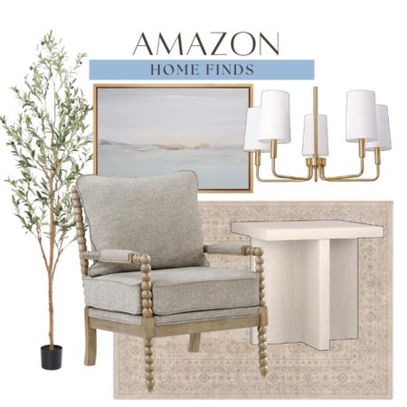 Amazon styled home includes accent chair, side table, area rug, chandelier, wall art, and faux tree.

Home decor, living room, coastal design, coastal decor, Amazon finds

#LTKhome #LTKfindsunder100 #LTKstyletip