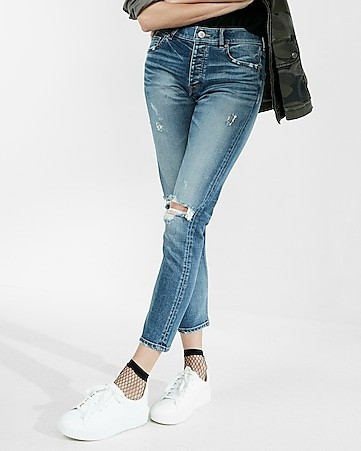 High Waisted Distressed Original Vintage Skinny Ankle Jeans | Express