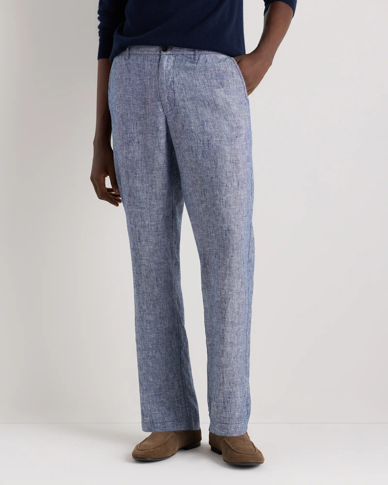 Men's 100% European Linen Trousers in Chambray Blue | Quince