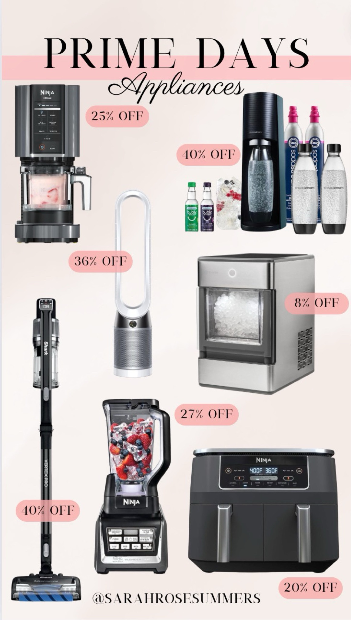 Amazon Prime Days. Appliances on sale. Dyson Purifying Fans. Ninja Creami. Ninja Blender. Soda Stream Tera Sparkling Water Bundle. Countertop Nugget Ice Maker. Shark Cordless Stick Vacuum. Ninja Dual Air Fryer. 

#LTKSaleAlert #LTKHome