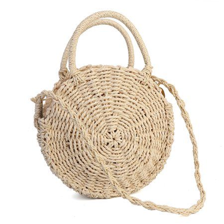 Fashion Women Straw Bag Woven Round Handbag Style Girl Crossbody Bags Summer Small Without Buckle | Walmart (US)