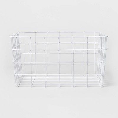 13" Rectangular Steel Decorative Baskets White - Room Essentials™ | Target