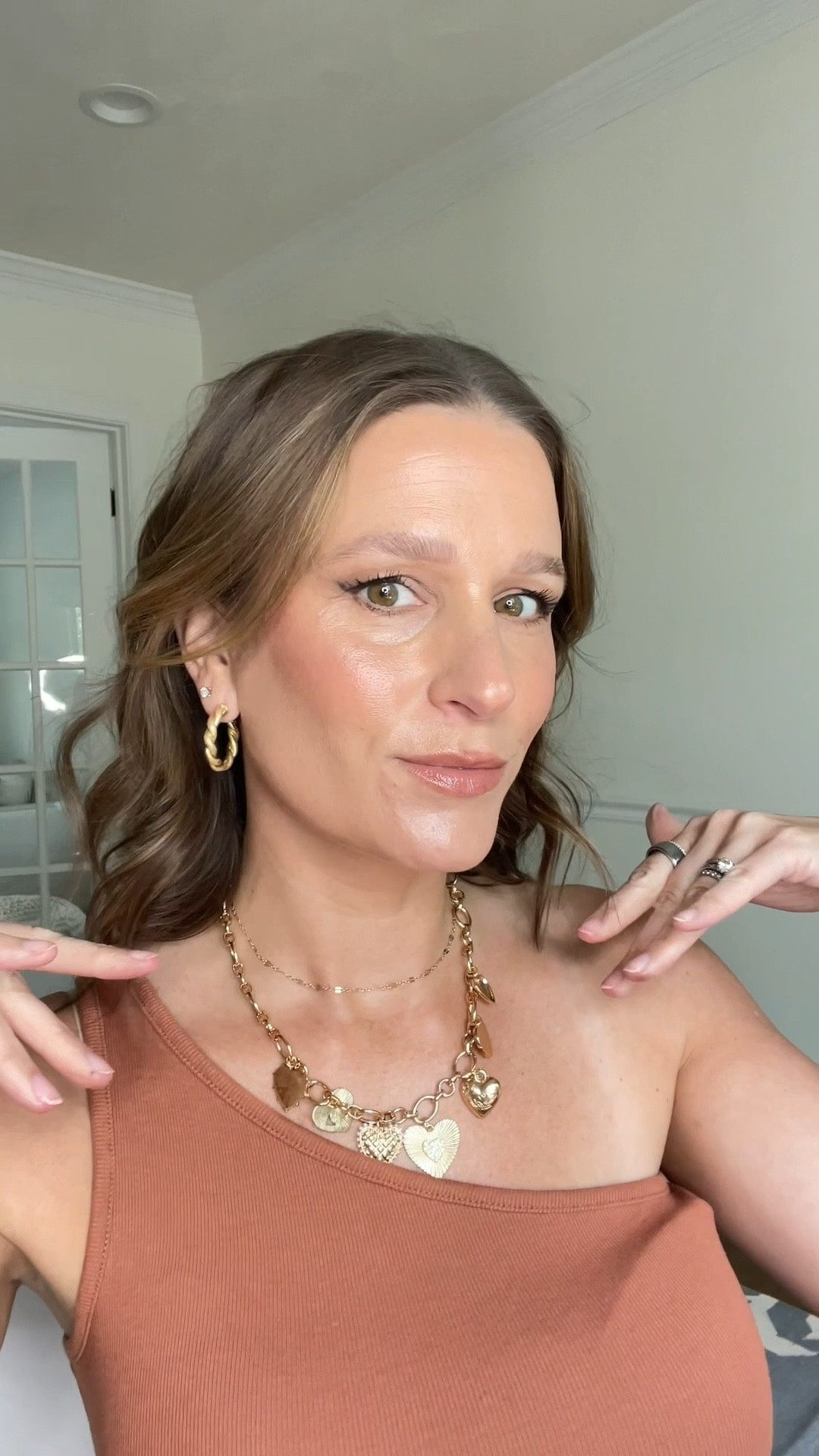 Easy Makeup Look:

Rare Beauty Bronzer Stick in Happy Sol
Versed Multi Serum Skin Tint SPF is 5N
Milk Makeup Cooling Water Jelly Tint in Burst
Haus Labs Powder Sculpt Bronzer in Terra Sol
YSL Make Me Blush Powder Blush in Pink Voltage
Makeup by Mario Master Mattes The Neutrals Eyeshadow Palette 
Haus Labs Mascara 
Versed High Points Illuminating Stick in Simmer
Rhode Peptide Lip Shape in Lunge
Versed Soft Tinted Lip Serum in Bake