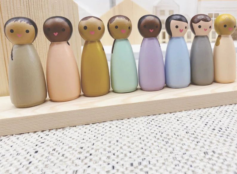 Peg Doll Girls Set Diversity Toy Montessori Toddler Toys | Etsy | Etsy (US)