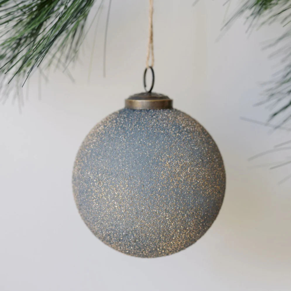 4" Textured Slate Blue Glass Ornament | CG Hunter