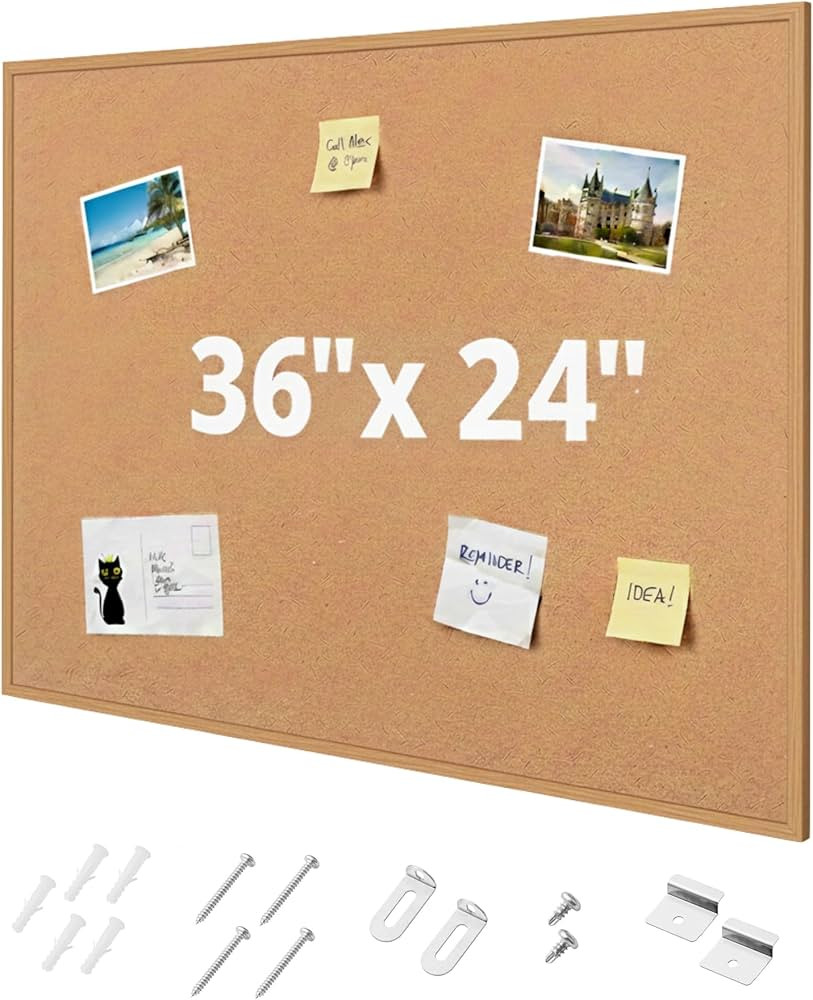 Mr. Pen- Cork Board, 24\u201dx36\u201d, Bulletin Board, Cork Bulletin Board, Framed Cork Board, P... | Amazon (US)