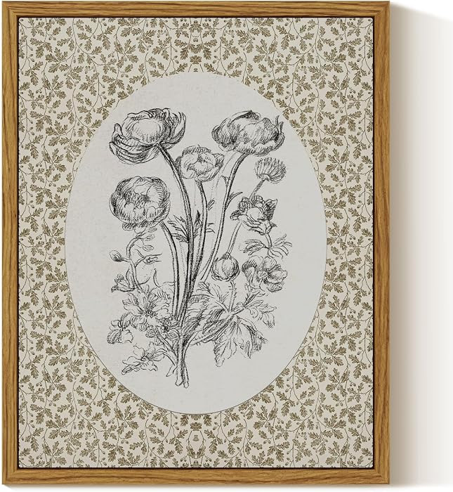 InSimSea Framed Canvas Prints Art Vintage Decor, Classical Neutral Floral Painting, Rustic Cottag... | Amazon (US)