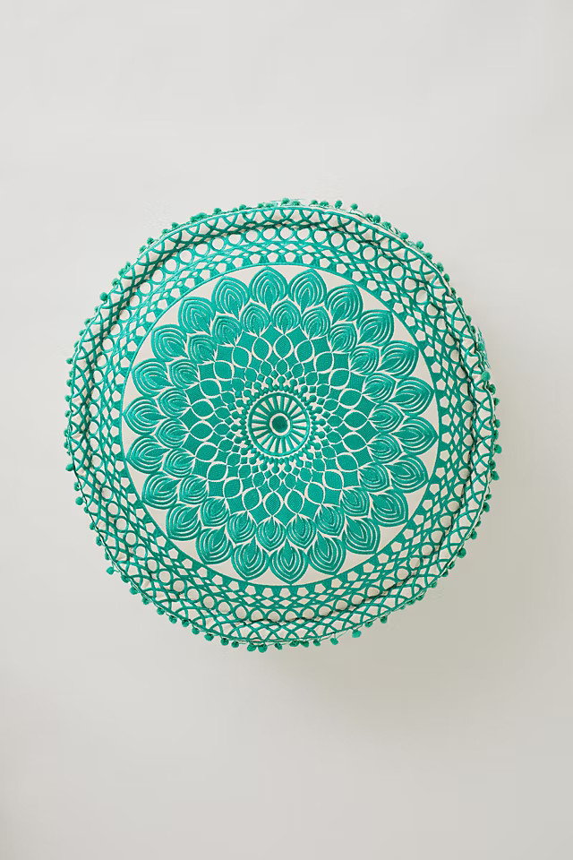 Dilli Grey Pom Pom Pouffe | Anthropologie (UK)