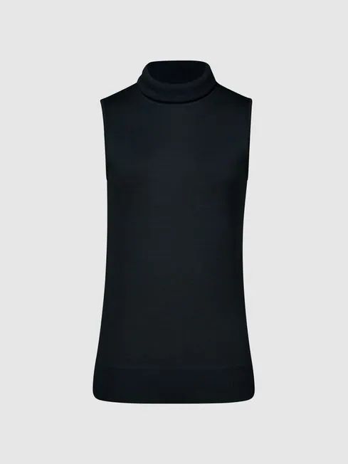 Reiss Blue Edna Sleeveless Roll Neck Jumper | Reiss US