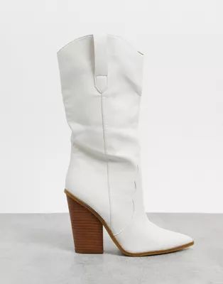 Steve Madden Renzo calf boot in white | ASOS (Global)