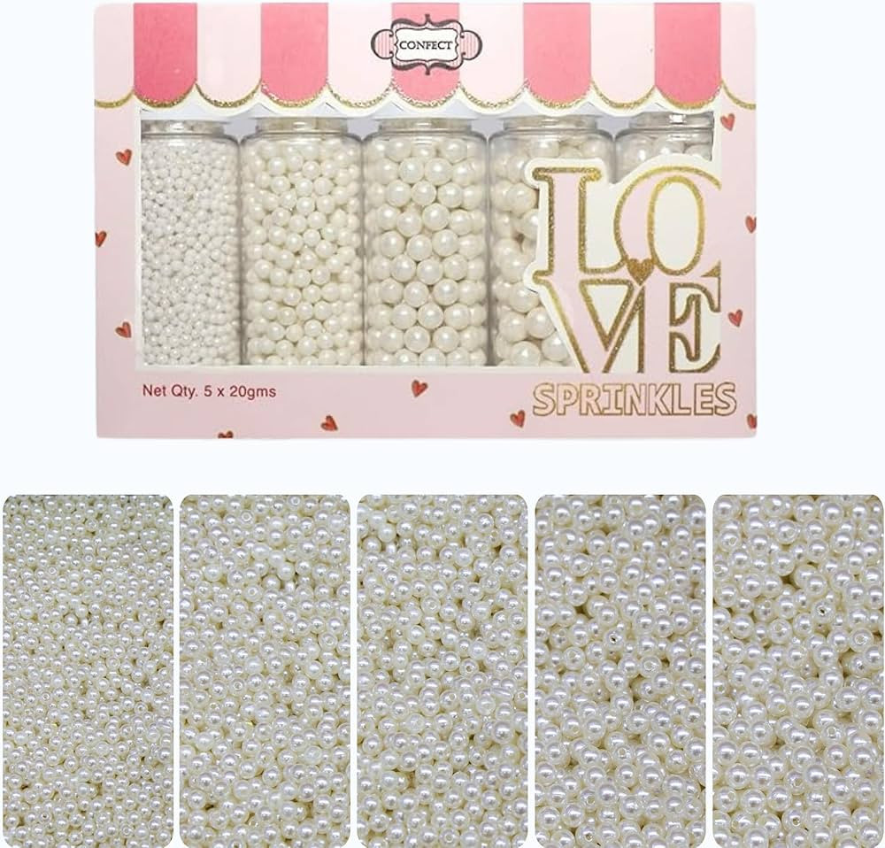 Confect White Pearl Sprinkles | White Princess Disco Ball Sprinkles | Frozen Sprinkles | Edible M... | Amazon (US)