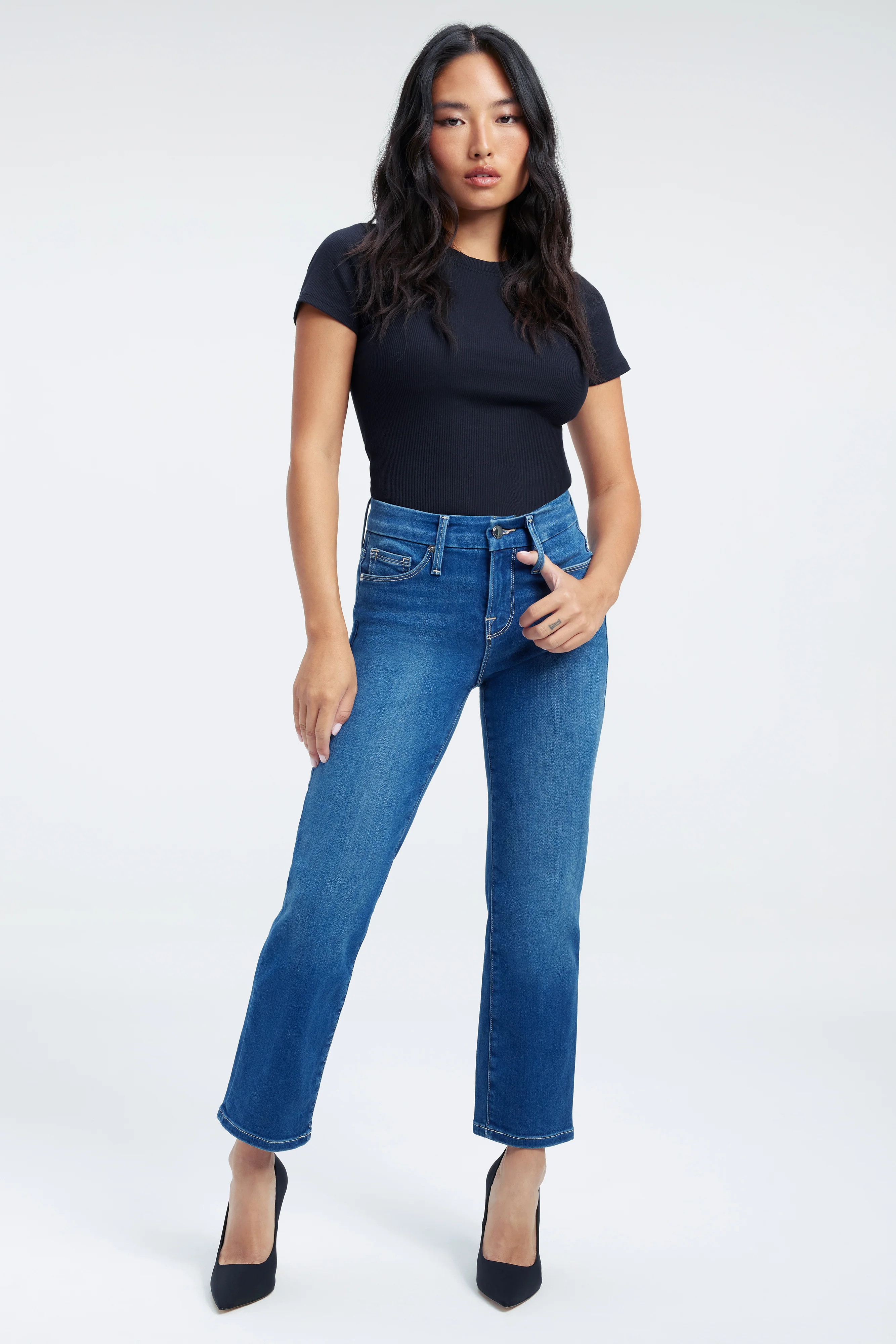 GOOD PETITE STRAIGHT JEANS| BLUE383 - GOOD AMERICAN | Good American