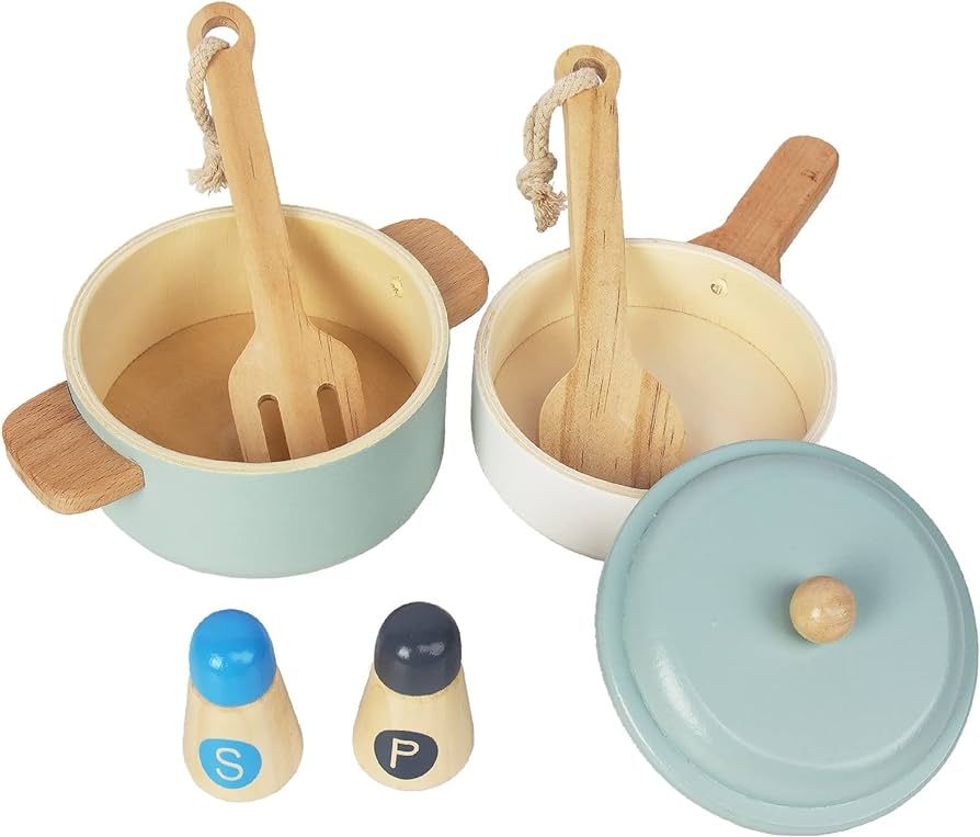 WoodenEdu Premium Toddler Play Kitchen Toys, Wooden Kitchen Utensils, Accessories for Pretend Pla... | Amazon (US)